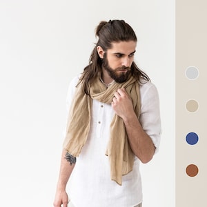 Men's linen scarf. Lightweight linen scarf for men. Stylish linen shawls. Linen clothing for men in various colors.