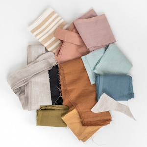 Linen Fabric Scraps – 2.2 lb / 1 kg Zero Waste Remnant Bundle – Assorted Offcuts for Sewing, Patchwork, DIY Crafts – Sustainable Material