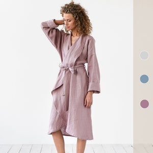 Linen robe in various colors / Dressing gown / Linen bathrobe / Perfect gift for woman image 1