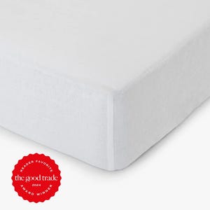 Lenzuolo con angoli in lino bianco — Lenzuolo con angoli per letto matrimoniale — Lenzuolo per letto king size — Lenzuolo con angoli in lino con tasche profonde