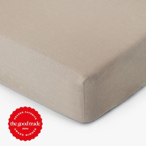 Natural Linen Fitted Sheet — Beige Queen Fitted Sheet — King Bed Sheet — Deep Pocket Linen Sheet