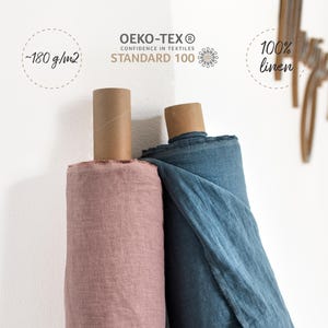 Linen Fabric by the Yard, Meter – Medium Weight European Flax Linen – Softened Prewashed Cut to Length Fabric for Sewing Bedding Table Decor
