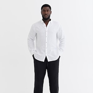 Mens Black Linen Pants – Tapered Drawstring Trousers – Minimalist Clothing for Men – Breathable Summer Pants – Breathable Soft Style PALERMO