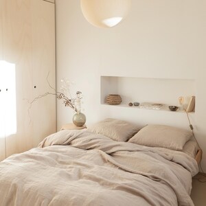 Natural Linen Duvet Cover Set — Beige Queen Duvet Cover — King Linen Bedding Set — Earthy Bedroom Decor image 2