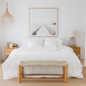 White Linen Duvet Cover Set – 3 Piece Bedding Queen King – European, Stonewashed Midweight Linen, Soft Breathable Bedding with Pillowcases