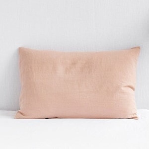 Linen pillow case in Peach Softened, washed, custom size pillowcase Bed linen image 1