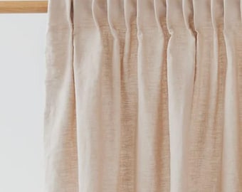 Natural Linen Curtain Panel – Pencil Pleat Rod Pocket Drape – Soft Neutral Window Curtains for Living Room, Bedroom and Earthy Interiors