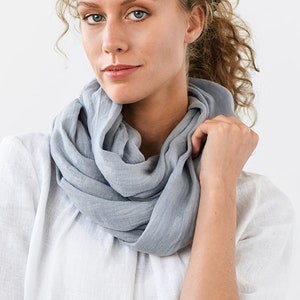Linen scarf in Light Gray color. Linen shawl. Handmade, stone washed linen scarves for women. Long linen scarf. Women's clothes