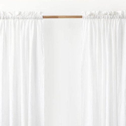 Rod Pocket Sheer Linen Curtain Panel. Custom Size Day Curtain. | Etsy