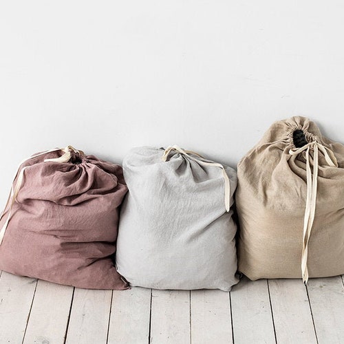 Big Linen Laundry Bag. Various Colors Available. Handmade Etsy