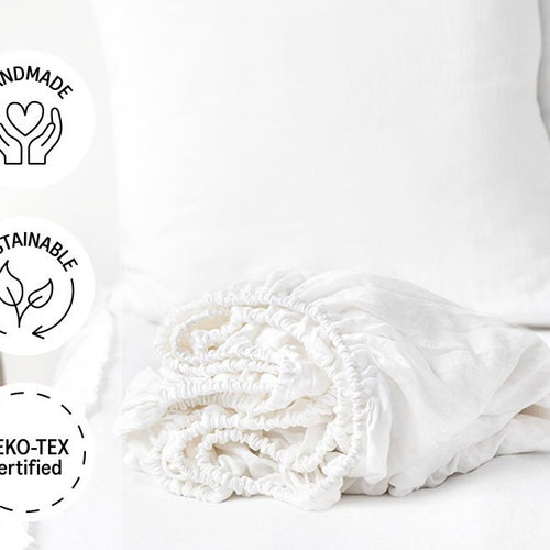 Linen Fitted Sheet in Dusty Blue. Washed Linen Sheet. King Etsy