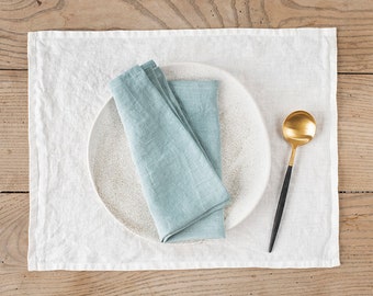 Dusty blue linen napkin set of 2. Handmade, stone washed linen napkin set. Table decor, linens.