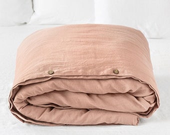 Linen duvet cover in Peach | Washed linen bedding | Custom sizes | Farmhouse decor