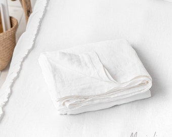 Linen flat sheet. Queen, King, Custom size bed sheet. Washed linen bedding.