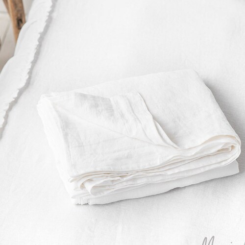 Linen Flat Sheet in White. Queen King Custom Size Bed Sheet. Etsy