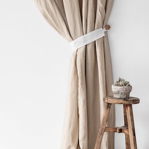 Linen curtain tie backs, set of 2 / Curtain holdback / Window treatments / Fabric curtain hook