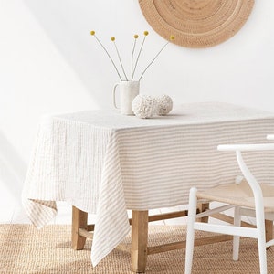 Etsy - Striped in Natural Linen tablecloth by MagicLinen