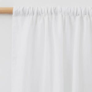 White Linen Curtain Panel – Semi Sheer Rod Pocket Drapes for Living Room or Bedroom – Custom Size Soft Window Curtain – Farmhouse Decor