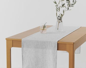 Black Pinstripe Linen Table Runner – Striped European Flax Runner – Minimalist Dining Table Decor  – Housewarming Hostess Gift