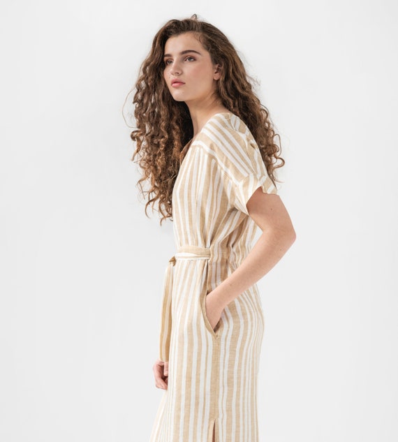 Vestido lino online rayas