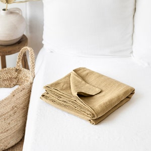 Linen flat sheet in Sandy beige Custom size bed sheets, linen bedding King, Queen sizes image 2