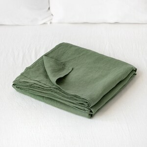 Drap plat en lin / Draps de lit sur mesure, literie en lin / Tailles King, Queen Forest green