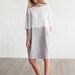 Color-block linen dress ADRIA / Midi white and gray linen tunic dress 