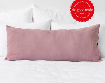 Linen Body Pillowcase – Long Soft Flax Cushion Cover – Custom Size Body Pillow Sham in Various Colors – Stonewashed European Linen Bedding
