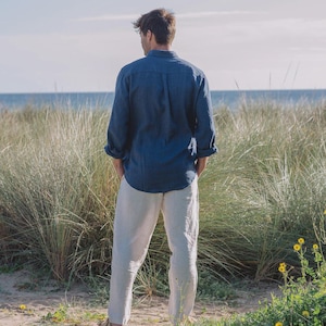 Men’s Linen Pants — Natural Melange Drawstring Pants — Tapered Summer Trousers PALERMO image 2