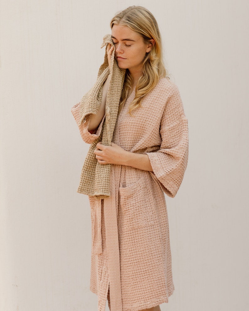 Etsy - Peach Short waffle linen robe by MagicLinen