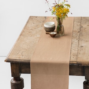 Linen table runner. Handmade, stone washed linen runner. Softened linen runner. Table linens, table decor. Latte