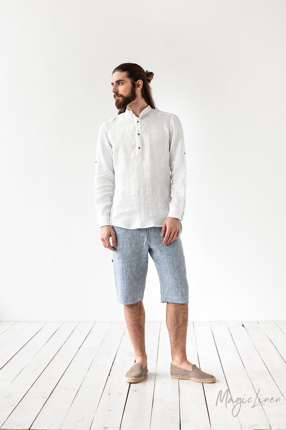 Men's linen shorts CAPO. Linen mens shorts. Linen clothing | Etsy