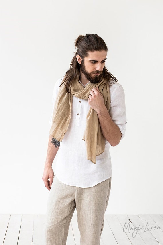 Men's linen scarf. Lightweight linen scarf for men. Etsy