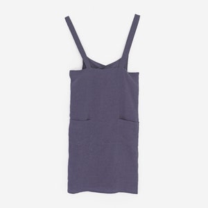 Japanese cross back linen apron 50% Off. Japanese apron. Linen cross over apron. No ties linen apron. Pinafore apron for woman. Purple charcoal