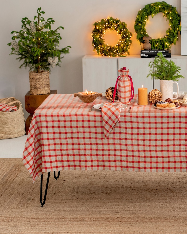 Etsy - Red gingham linen tablecloth by MagicLinen