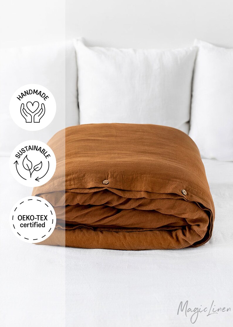 Linen Duvet Cover in Cinnamon Color. Washed Linen Bedding. Etsy Canada