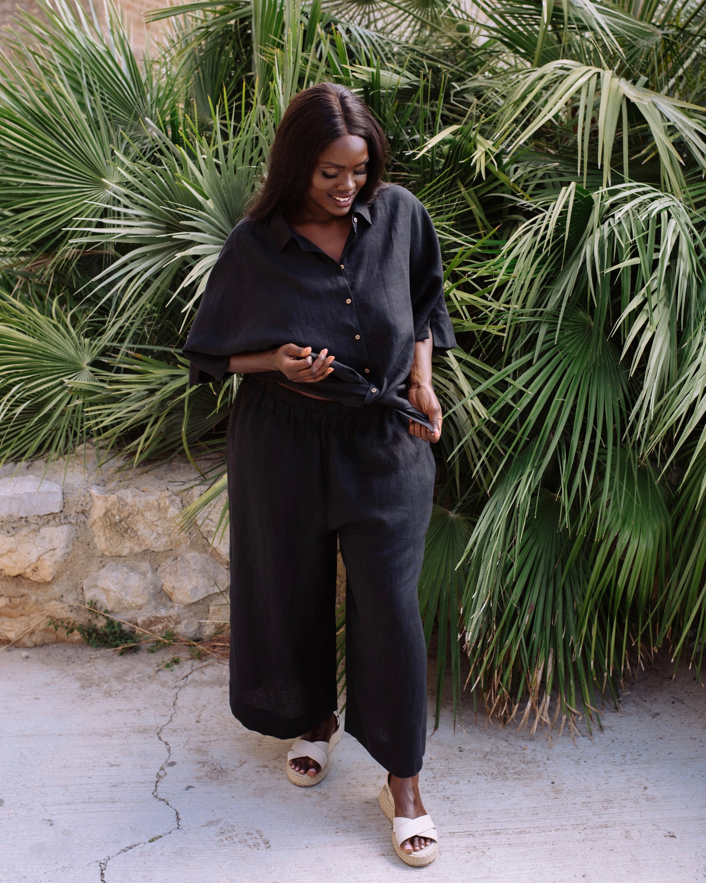 Johnny Was Seamed Embroidered Linen Pants | Saks Fifth Avenue