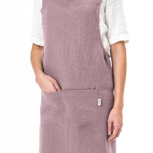 Pinafore linen apron. Japanese cross back apron. No ties linen aprons for women. Linen apron. Woodrose