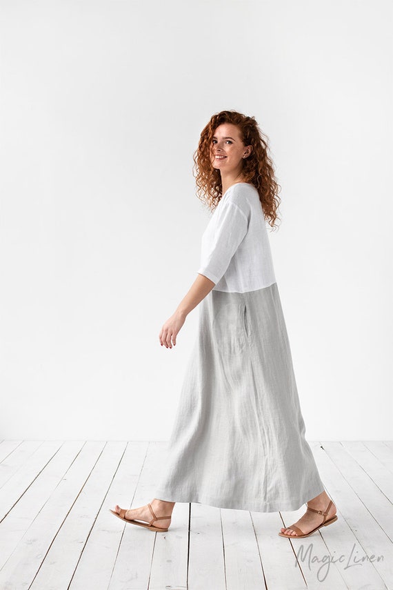 linen kaftan maxi dress