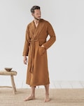 Men’s Waffle Linen Robe with Hood – Lightweight Stonewashed Bathrobe – Soft Absorbent Loungewear for Him, Father's Day in Neutral Tones product logo