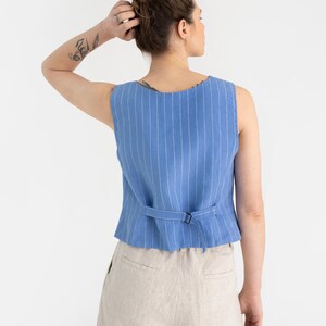 Classic linen vest OBIDOS in Natural melange. Linen waistcoat. Linen tops for women. image 4