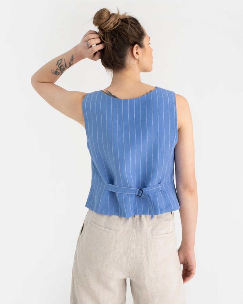 Classic linen vest OBIDOS in Natural melange. Linen waistcoat. Linen tops for women. image 4