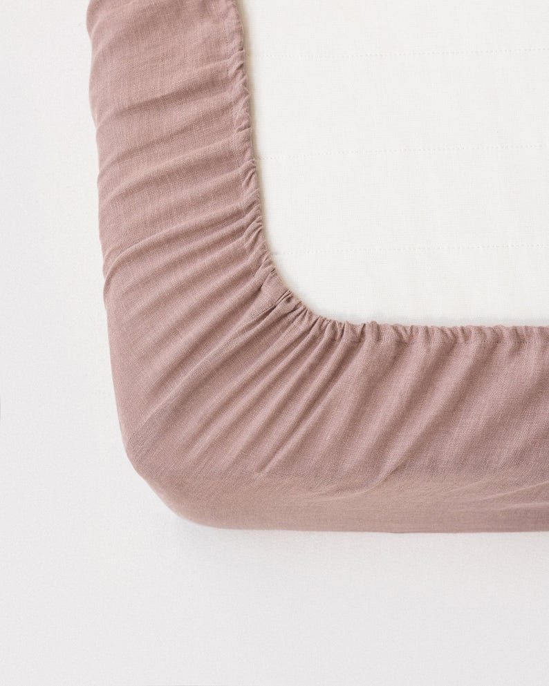 Woodrose linnen lakenset – stoffig roze stonewashed beddengoed – ademend plat laken, hoeslaken en kussenslopen – puur OEKO-TEX gecertificeerd linnen afbeelding 5