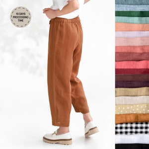 Baggy linen pants BESALU in various colors / Wide leg linen joggers / Womens pants