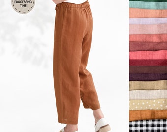 Baggy linen pants BESALU in various colors / Wide leg linen joggers / Womens pants