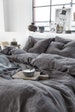 Linen bedding set in Charcoal Gray (Dark Gray) color. King, Queen linen duvet cover + 2 pillowcases. 