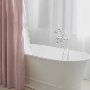 Woodrose Wasserdichter Leinen Duschvorhang - Romantischer Vorhang mit Liner - Blush Pink Badezimmer Dekor - Weiche Boho Farmhaus Flachs Panel