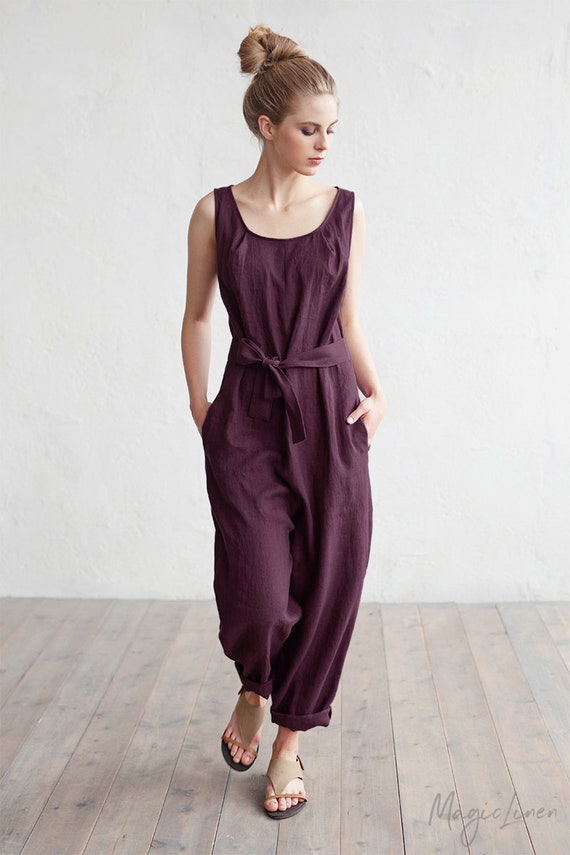 linen jumpsuit etsy