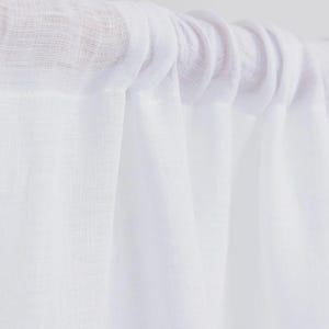 White Sheer Linen Rod Pocket Curtain – Panel for Windows, Doors or Room Dividers – Lightweight Custom Farmhouse Style Drapes image 3