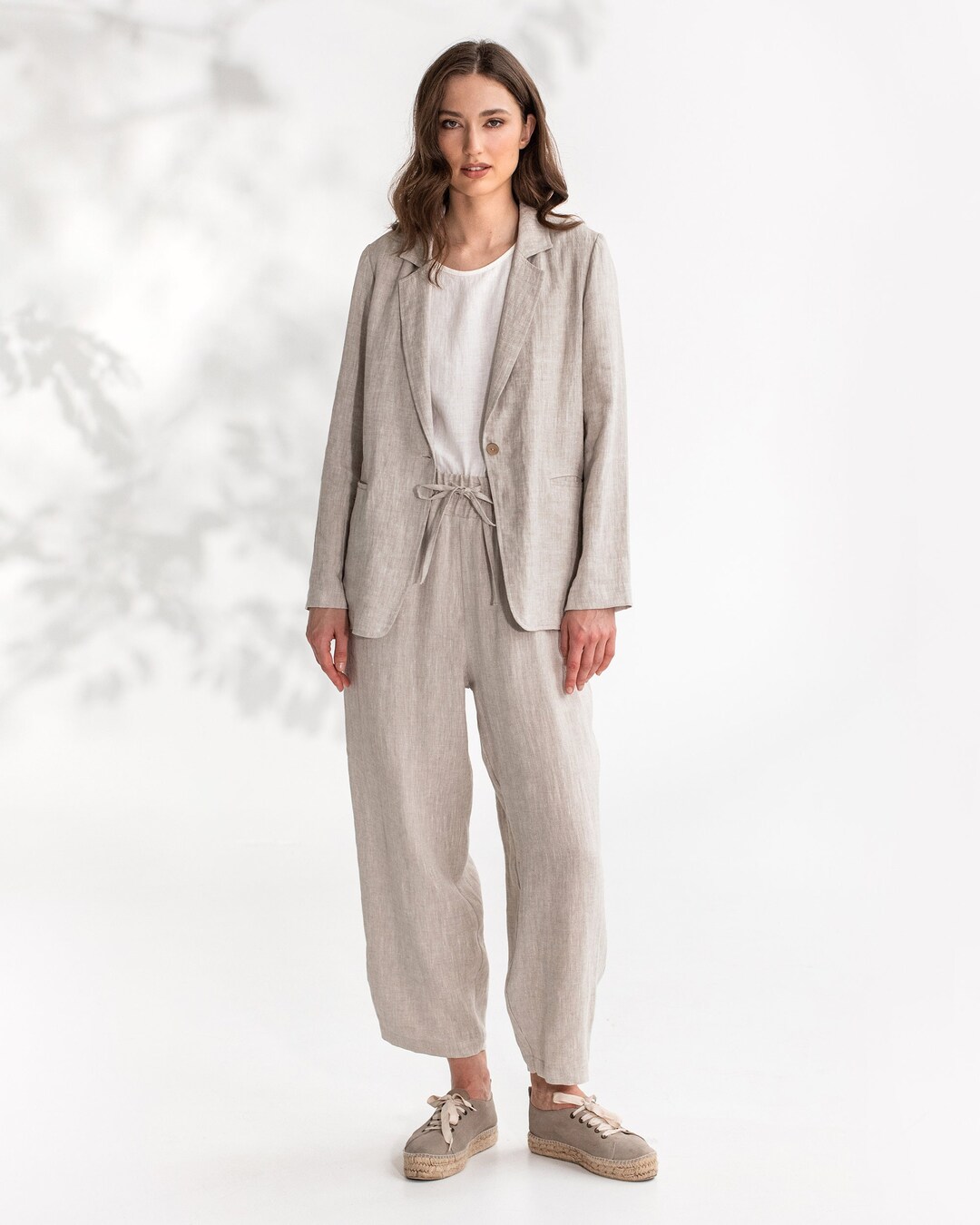 Loose Linen Blazer PLACID / Long Sleeve Light Linen Jacket / - Etsy